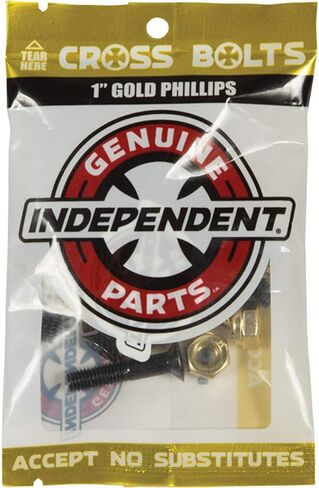 Independent Cross Phillips Head Black / Gold Standard Skateboard Hardware Sets - 1" in Saudi Arabia