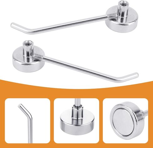 6pcs السنانير المغناطيسية الثقيلة ، 1.1 رطل 2.8 بوصة طويلة طويلة كبيرة كبائن كروز مغناطيسية كبيرة معطفات مع معدة الجدار الثلاجة مغناطيس مطبخ المطبخ (الفضة) in Saudi Arabia