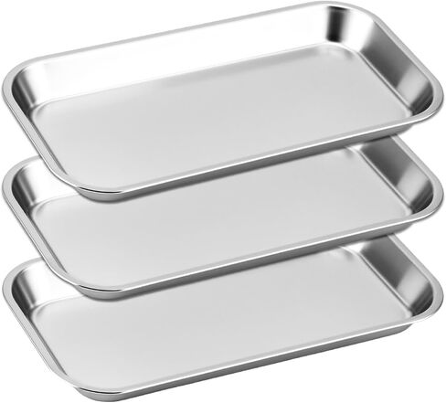 Qwork Medical Surgical Dressions ، 3 Pack Steel Stains Strays Surragical Strays Attracts Trays ، 8.6 "× 4.3" × 0.8 " in Saudi Arabia
