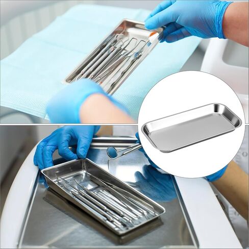 Qwork Medical Surgical Dressions ، 3 Pack Steel Stains Strays Surragical Strays Attracts Trays ، 8.6 "× 4.3" × 0.8 " in Saudi Arabia