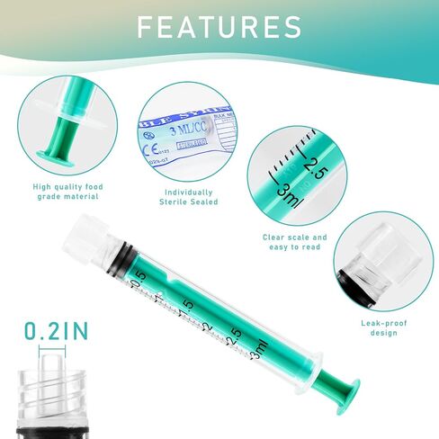 60ml Luer Lock Syringe without Needle, Leak-Proof Safety Lock Design Syringe with Cap, Individually Sterile Wrapped (20Pack, Green) in Kuwait
