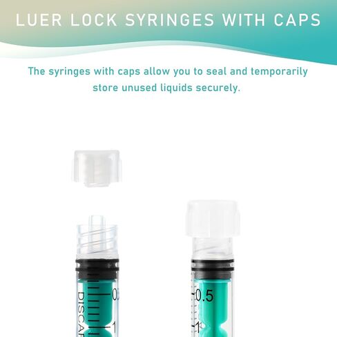 60ml Luer Lock Syringe without Needle, Leak-Proof Safety Lock Design Syringe with Cap, Individually Sterile Wrapped (20Pack, Green) in Kuwait