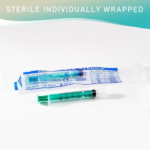 60ml Luer Lock Syringe without Needle, Leak-Proof Safety Lock Design Syringe with Cap, Individually Sterile Wrapped (20Pack, Green) in Kuwait