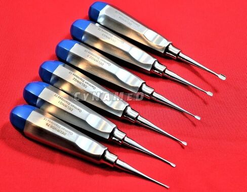 Premium German 6 PCS Detetal Dental Extracting Wing Winged Tip Elevator-Blue Cynamed Cynamed Set من 6 EA in Saudi Arabia