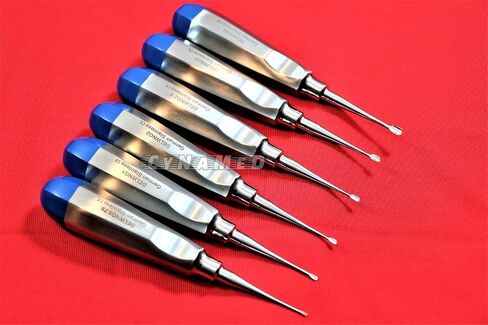 Premium German 6 PCS Detetal Dental Extracting Wing Winged Tip Elevator-Blue Cynamed Cynamed Set من 6 EA in Saudi Arabia