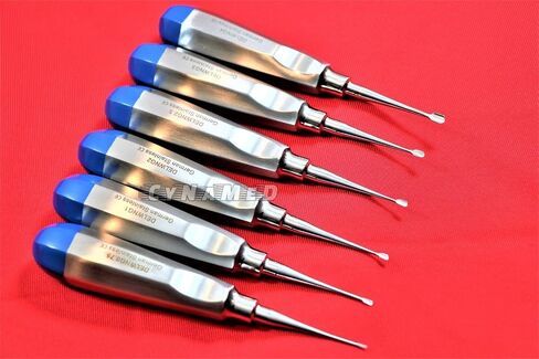 Premium German 6 PCS Detetal Dental Extracting Wing Winged Tip Elevator-Blue Cynamed Cynamed Set من 6 EA in Saudi Arabia