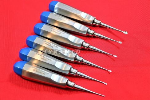 Premium German 6 PCS Detetal Dental Extracting Wing Winged Tip Elevator-Blue Cynamed Cynamed Set من 6 EA in Saudi Arabia