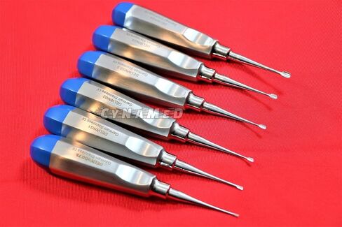 Premium German 6 PCS Detetal Dental Extracting Wing Winged Tip Elevator-Blue Cynamed Cynamed Set من 6 EA in Saudi Arabia
