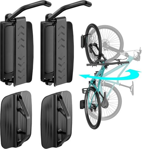 Bike Rack Garage, Bike Wall Mount Heavy Duty, Holds 77 Lbs, Swivel Bike Hangers for Garage, Adjustable Indoor Bike Storage for Bedroom Home Office, 4 Pack in Saudi Arabia