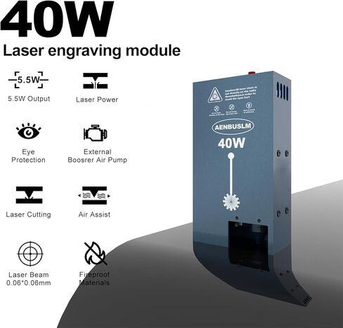 40W Laser Module with Built-in Air Assist, Fixed-Focus, Double Ultra-Fine Compressed Spot for CNC Carving, Engraving & Cutting on Wood, Metal, Acrylic & Paper - Class 4 in Kuwait