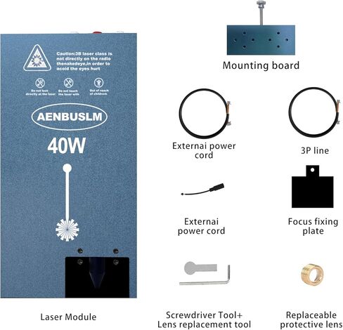 40W Laser Module with Built-in Air Assist, Fixed-Focus, Double Ultra-Fine Compressed Spot for CNC Carving, Engraving & Cutting on Wood, Metal, Acrylic & Paper - Class 4 in Kuwait