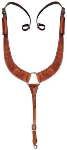 Showman Argentina Cow Leather Basket Weave & Floral Tooled Pulling Collar in Saudi Arabia