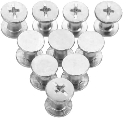 المسامير ، مسامير شيكاغو ، المسامير M5x6mm/8mm حقيبة جلدية الحزام المسمار الصلب الألبوم Snap 10pcs (الفضة ، M5 × 6) in Kuwait