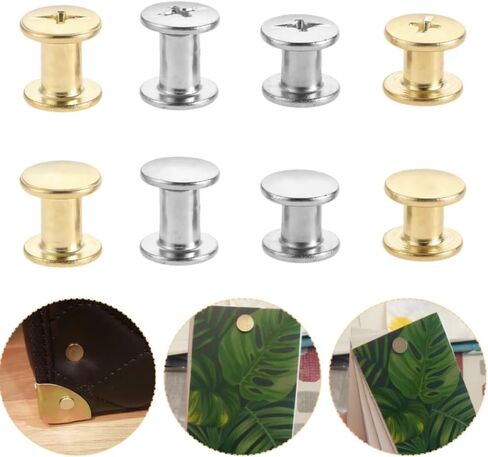 المسامير ، مسامير شيكاغو ، المسامير M5x6mm/8mm حقيبة جلدية الحزام المسمار الصلب الألبوم Snap 10pcs (الفضة ، M5 × 6) in Kuwait