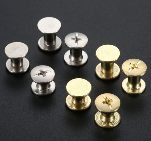 المسامير ، مسامير شيكاغو ، المسامير M5x6mm/8mm حقيبة جلدية الحزام المسمار الصلب الألبوم Snap 10pcs (الفضة ، M5 × 6) in Kuwait