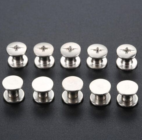 المسامير ، مسامير شيكاغو ، المسامير M5x6mm/8mm حقيبة جلدية الحزام المسمار الصلب الألبوم Snap 10pcs (الفضة ، M5 × 6) in Kuwait