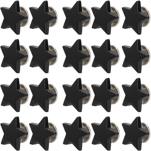 Fydun 20Pcs Alloy, Shape Rivet Stud Button Screw Bag Clothes Star DIY Shoes Star Studs for Clothing Haberdashery Punk Deco Ion Accessories with Screws (Flat Bright Black) in Saudi Arabia