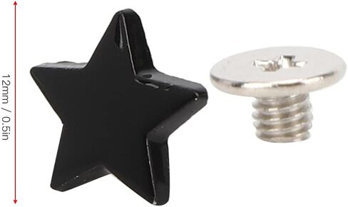 Fydun 20Pcs Alloy, Shape Rivet Stud Button Screw Bag Clothes Star DIY Shoes Star Studs for Clothing Haberdashery Punk Deco Ion Accessories with Screws (Flat Bright Black) in Saudi Arabia