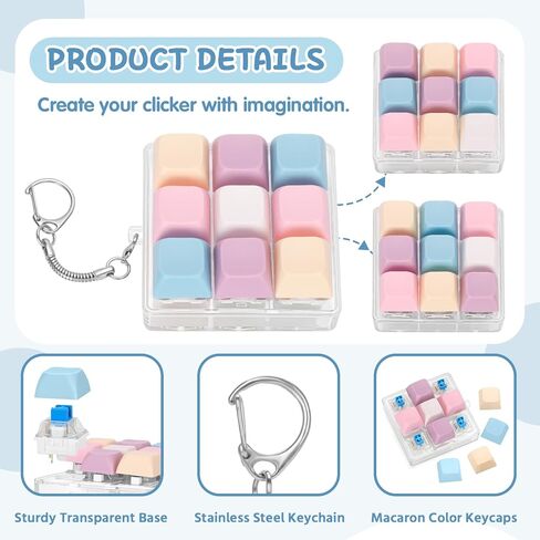 Colorful Keyboard Fidget Toys for Adults Mechanical Button Keyboard Clicker Keychain for Work Stress Relief Anxiety (9IN1-Style A) in Saudi Arabia