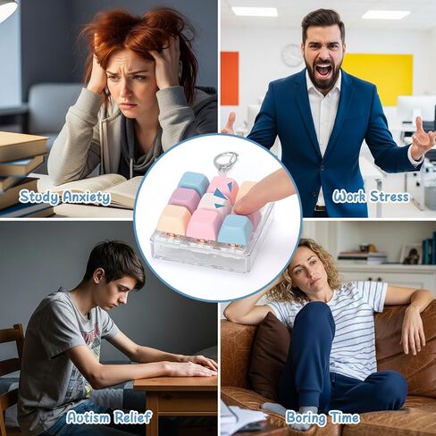 Colorful Keyboard Fidget Toys for Adults Mechanical Button Keyboard Clicker Keychain for Work Stress Relief Anxiety (9IN1-Style A) in Saudi Arabia