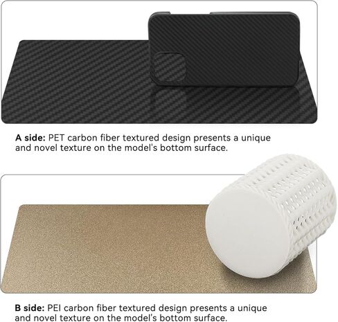 Double-Sided Textured PEI + Carbon Fiber Sheet Magnetic Build Plate, 235x235mm 3D Printer Bed Platform for Creality Ender 3 V3 SE/KE /K1/K1C/ Ender 3/Ender 3 V3/3 Pro/ 5 S1/ 3 S1 Pro/3 Neo in Kuwait