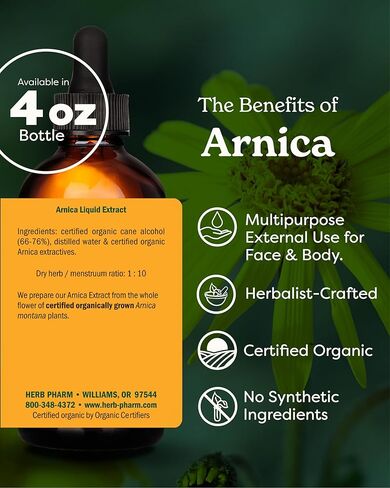 Herb Pharm Certified Organic Arnica Liquid Extract for Minor Pain Support, 1 Fl Oz in Kuwait