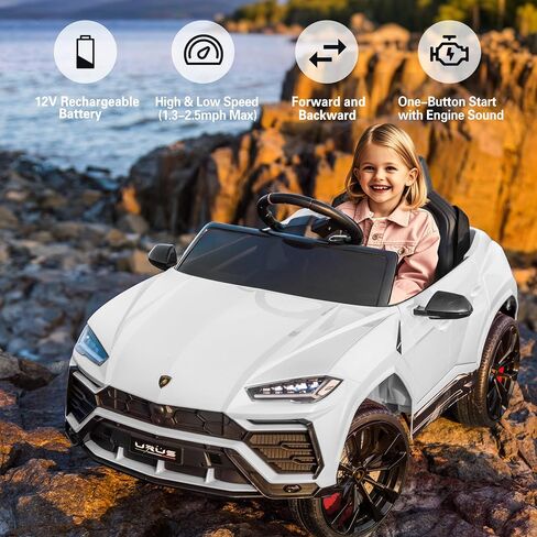 Licensed Lamborghini Urus Ride On Truck Car Toy, 12V Battery Powered Electric 4 Wheels Kids Toys w/Parent Remote Control, Foot Pedal, Music, Aux, LED Headlights, 2 Speeds (Pink) in Saudi Arabia