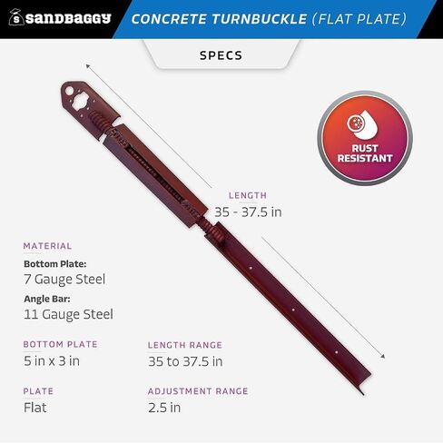 نماذج الوصية الرملية الخرسانية الملموسة شكل محاذاة مع صفيحة 5 "× 3" عازمة (35 " - 37.5" الطول) - الصلب المقاوم للصدأ - دعامة جدار قابلة للتعديل - محاذاة و plumbs جدران ، أعمدة ، أو عوارض (35 بوصة ، 10) in Kuwait