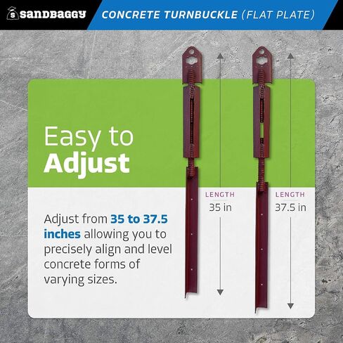 نماذج الوصية الرملية الخرسانية الملموسة شكل محاذاة مع صفيحة 5 "× 3" عازمة (35 " - 37.5" الطول) - الصلب المقاوم للصدأ - دعامة جدار قابلة للتعديل - محاذاة و plumbs جدران ، أعمدة ، أو عوارض (35 بوصة ، 10) in Kuwait