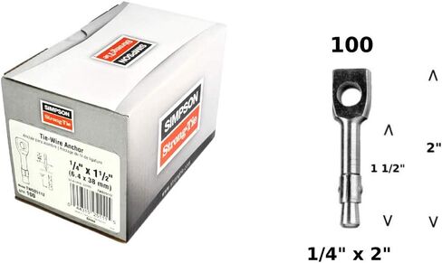 Simpson Strong Tie - Tie Wire Wedge Concrete Anchor 1/4 "× 2" تمدد السقف الصوتي مرساة الزنك المغطى TWD15112 100/صندوق in Saudi Arabia