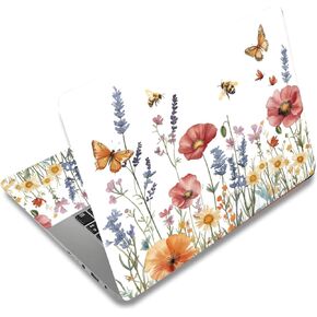 SUPERDANT Butterfly Girl Laptop Skin Decal Flowers Universal Laptops Skin Sticker Notebook Protector 12 13 13.3 14 15 15.4 15.6 Inches Vinyl Cover Removable Waterproof Personalized Art Decal in Kuwait