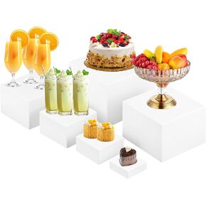 yimy 6 PCS Riseers ، Riseers Acrylic Food Riseers لطاولة البوفيه ، صناديق مكعب مع قيعان مجوفة ، رف معرض تقديم الطعام لمجوهرات ومقتنيات الحفلات الحلوى (3 ​​"x4" x5 "x6" x7 "x8 ') in Kuwait