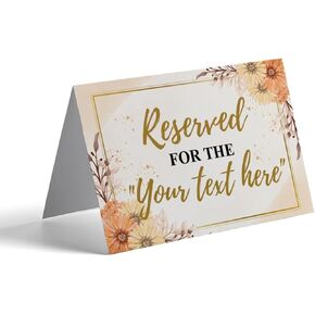 Pack Of 10 Custom Reserved Table Signs for Wedding Party Restaurant - Double Sided Sign - Customize Reserved Signs for Tables - White Paper Tent Card 8x11" Inch in Saudi Arabia