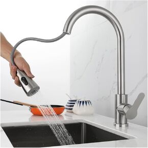 Black/Brushed Kitchen Faucet Two Function Single Handle Pull Out Mixer Hot and Cold Water Faucet Deck Mount(Matte Black) in Kuwait