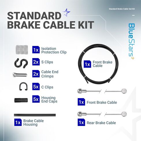 BlueStars Premium Universal Bike Brake Cable Set - Include Front and Rear Brake Cables & Housing - Complete Brake Replacement Kit for Mountain, Trail, Cruisers, MTB, City Bikes in Saudi Arabia