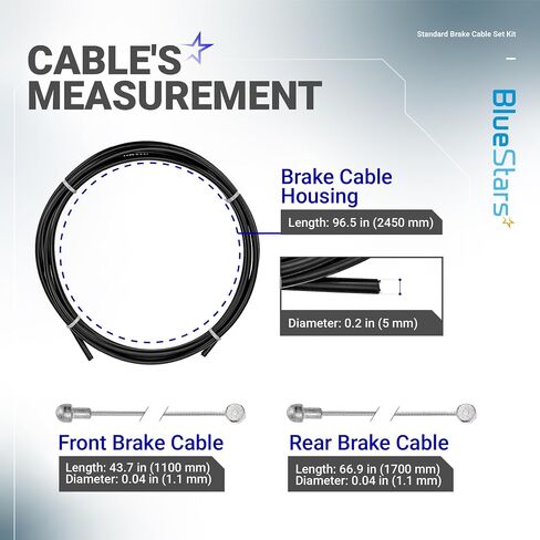 BlueStars Premium Universal Bike Brake Cable Set - Include Front and Rear Brake Cables & Housing - Complete Brake Replacement Kit for Mountain, Trail, Cruisers, MTB, City Bikes in Saudi Arabia