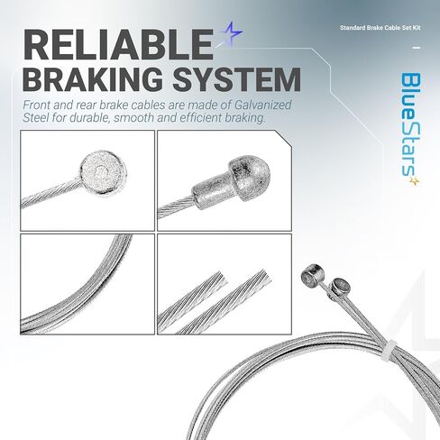BlueStars Premium Universal Bike Brake Cable Set - Include Front and Rear Brake Cables & Housing - Complete Brake Replacement Kit for Mountain, Trail, Cruisers, MTB, City Bikes in Saudi Arabia