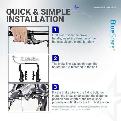 BlueStars Premium Universal Bike Brake Cable Set - Include Front and Rear Brake Cables & Housing - Complete Brake Replacement Kit for Mountain, Trail, Cruisers, MTB, City Bikes in Saudi Arabia