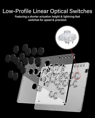 JZW-Shop Haute42 Leverless Arcade Stick T16-texture | All-Button Compatible with Switch/PC/PS4/PS3 /Steam Deck, Turbo & Custom RGB, Supports Hot-Swap & SOCD in Saudi Arabia