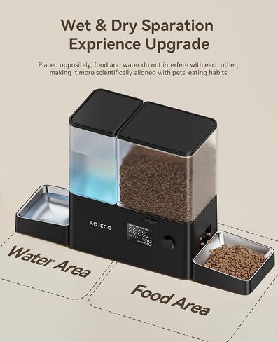 ROJECO 36CUPS/8.5L PET Automatic Cat Teeder and Gravity Mater Mofenser ، Bowls Stainless Steel 2-in-1 setger crace 5L food feeder و 3.5L mater fountain for cats ، pets ، dogs ، purapies ، intens in Kuwait