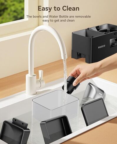 ROJECO 36CUPS/8.5L PET Automatic Cat Teeder and Gravity Mater Mofenser ، Bowls Stainless Steel 2-in-1 setger crace 5L food feeder و 3.5L mater fountain for cats ، pets ، dogs ، purapies ، intens in Kuwait