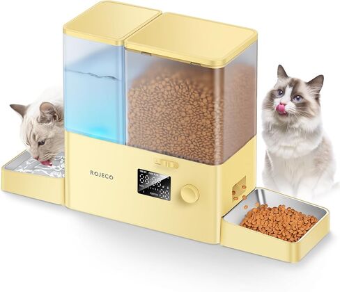 Rojeco 36Cups/8.5L Pet Automatic Cat Feeder and Gravity Water Dispenser,Stainless Steel Bowls 2-in-1 Set Large Capacity 5L Food Feeder and 3.5L Water Fountain for Cats,Pets,Small Dogs,Puppies,Kittens in Kuwait