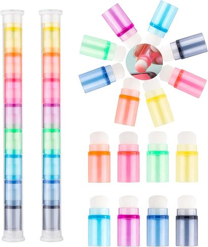 20pcs شعيرات ناعمة أصابع الدبوس لمزج ألوان الطوابع ، وفرش الخلاط القابلة للتكديس مصغرة الأصابع لطلاء البطاقات ، والرسم ، وأداة خلاط الحبر المشفرة بالألوان مع أنابيب 2pcs in Kuwait
