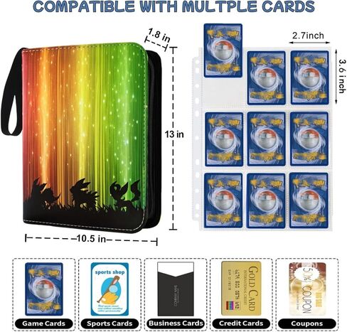 Card Binder 4 Mobilits ، 400 Pockets Trading Card With 50 swide double cleeves ، Almct Card Collector Zipper ، Red-White in Saudi Arabia
