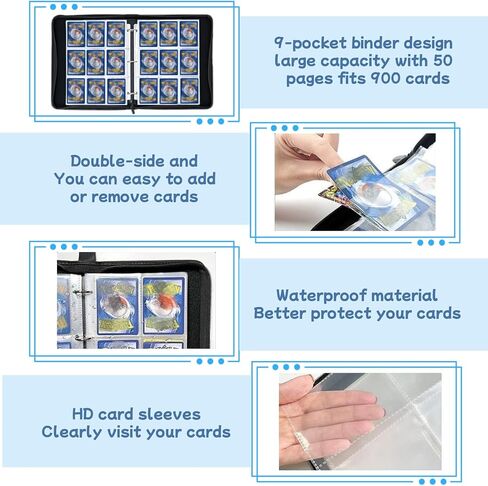 Card Binder 4 Mobilits ، 400 Pockets Trading Card With 50 swide double cleeves ، Almct Card Collector Zipper ، Red-White in Saudi Arabia