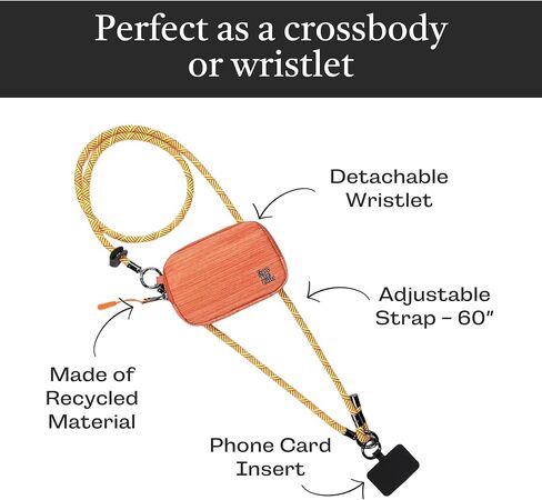 Active Single Rope Clip and Go Phone Strap (Black) – Cell Phone Lanyard for Life on The Move – Crossbody Phone Strap Chain with Zipper Wallet Pouch – Hands-Free Phone Lanyard in Saudi Arabia