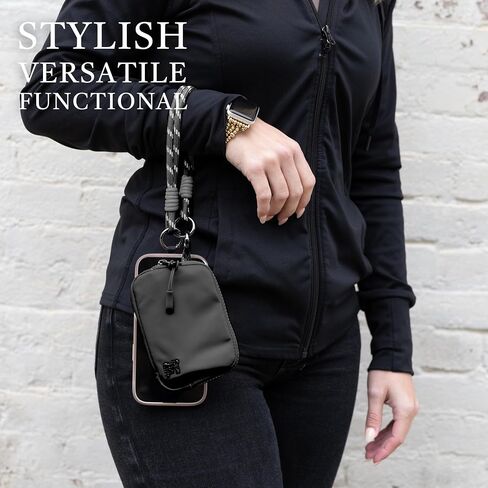 Active Single Rope Clip and Go Phone Strap (Black) – Cell Phone Lanyard for Life on The Move – Crossbody Phone Strap Chain with Zipper Wallet Pouch – Hands-Free Phone Lanyard in Saudi Arabia