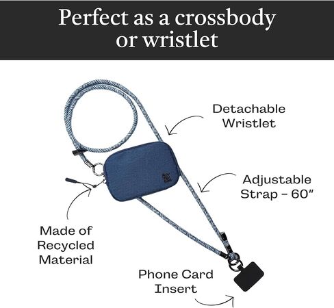 Active Single Rope Clip and Go Phone Strap (Black) – Cell Phone Lanyard for Life on The Move – Crossbody Phone Strap Chain with Zipper Wallet Pouch – Hands-Free Phone Lanyard in Saudi Arabia