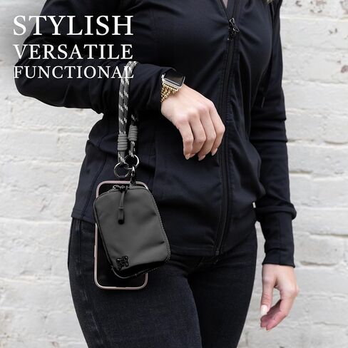 Active Single Rope Clip and Go Phone Strap (Black) – Cell Phone Lanyard for Life on The Move – Crossbody Phone Strap Chain with Zipper Wallet Pouch – Hands-Free Phone Lanyard in Saudi Arabia