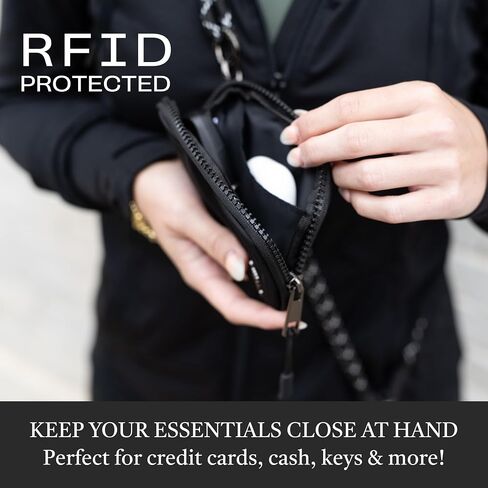 Active Single Rope Clip and Go Phone Strap (Black) – Cell Phone Lanyard for Life on The Move – Crossbody Phone Strap Chain with Zipper Wallet Pouch – Hands-Free Phone Lanyard in Saudi Arabia